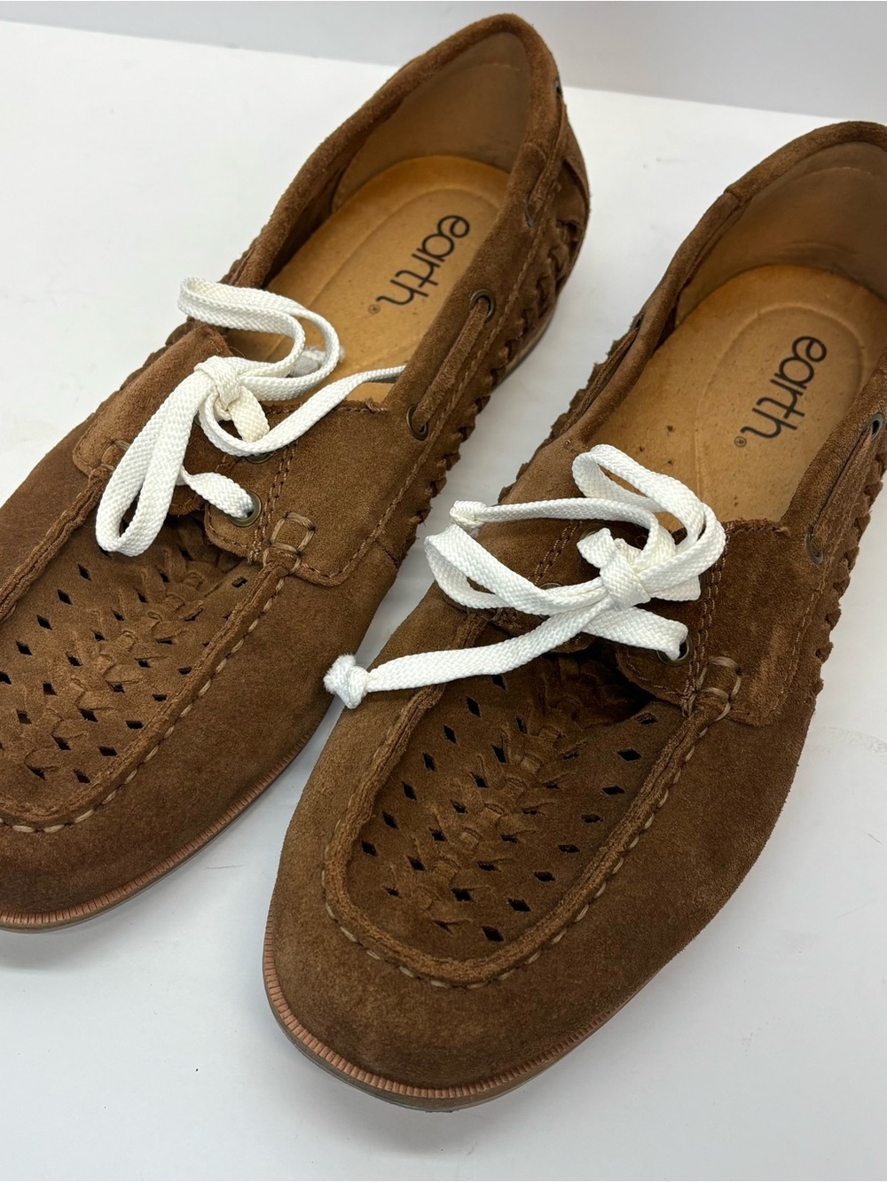 Earth Women’s Suede Wishing Boat Shoes Sz 8.5 W Boho Leather Tan Southwestern